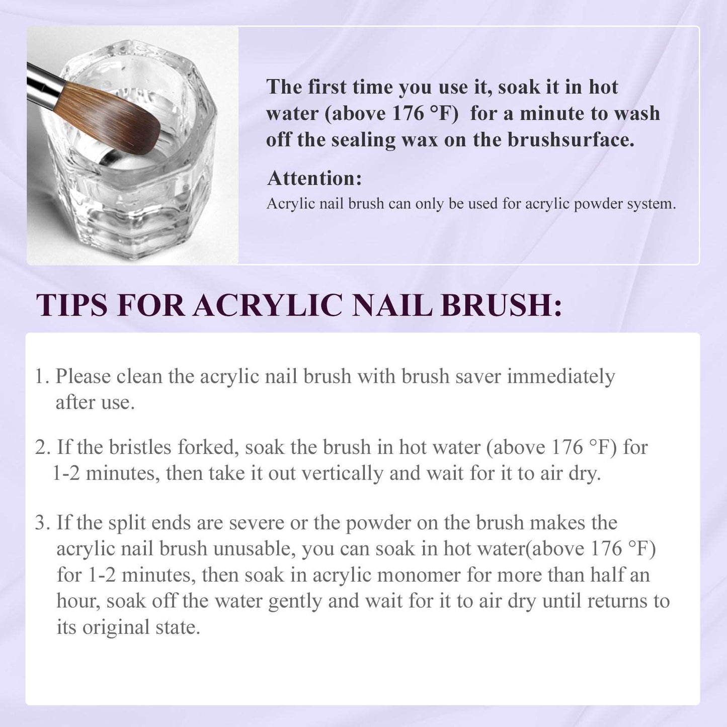 3PCS Acrylic Nail Brush Set: Size 8/10/14