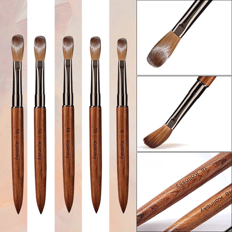 100% Pure Kolinsky Hair Acrylic Nail Brush Sandalwood Handle Nail Brush for Acrylic Application and Acrylic Power Professional