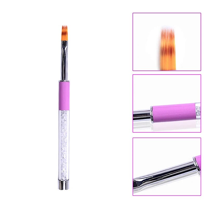 Nail Ombre Brush Gel Polish Gradient Shadow Painting Pen Manicure Drawing Tools Crystal Rhinestone Handle Nail Decor Brushes