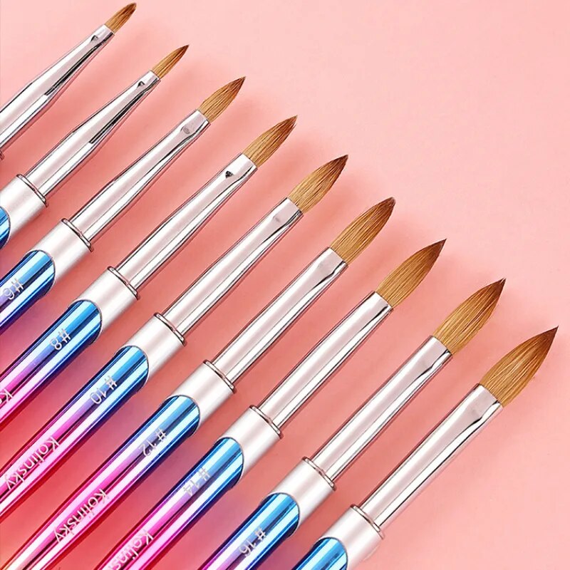 Acrylic Kolinsky Nail Brush 3D Pure Handmade Round Shape Nail Brushes Professional Nail Art Brush Manicure Nail Brushes Tools