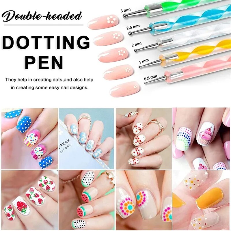 One Set Acrylic French Stripe Nail Art Liner Brush Tips Nail Professional Supplies Line Drawing Pen Gel Brushes Painting Tools