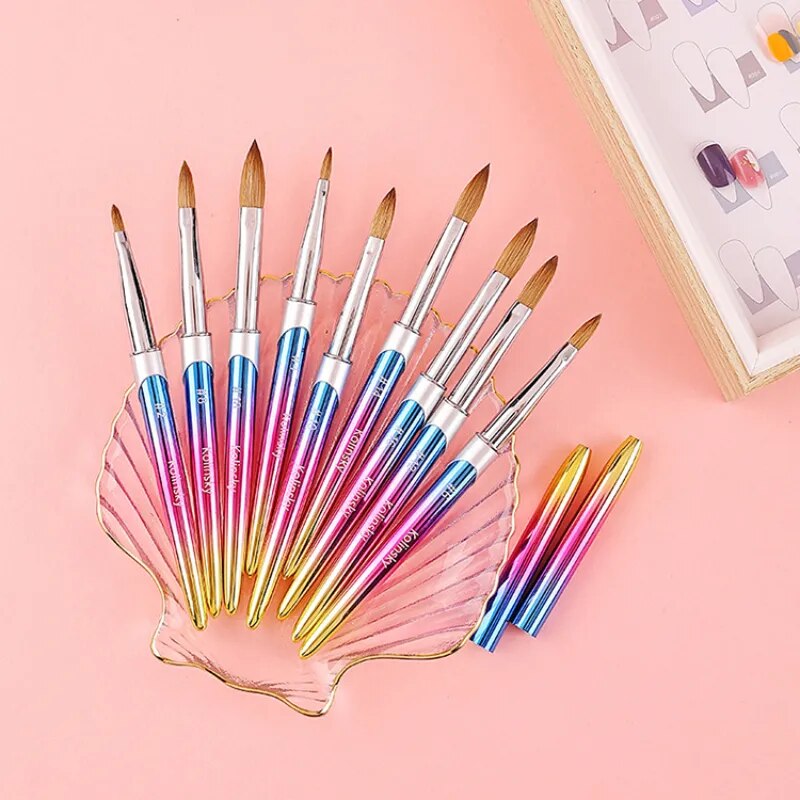 Acrylic Kolinsky Nail Brush 3D Pure Handmade Round Shape Nail Brushes Professional Nail Art Brush Manicure Nail Brushes Tools