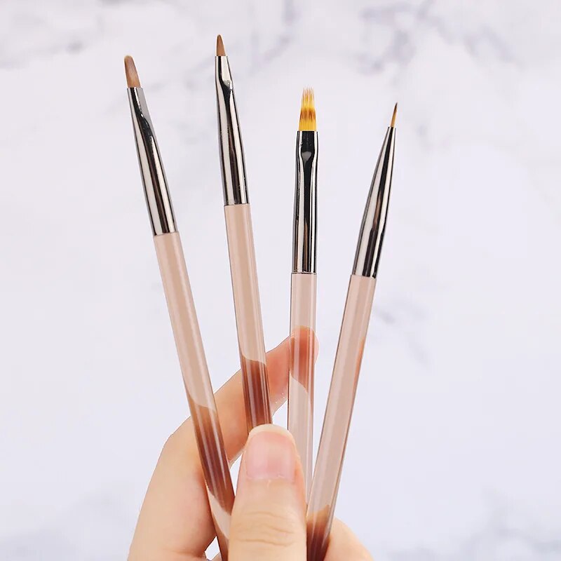 15 Pcs/Set Acrylic Transparent Manicure Brush Different Gel Nail Brushes Carving Drawing Line Pen Tool