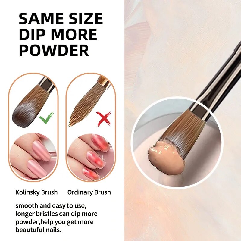 100% Pure Kolinsky Hair Acrylic Nail Brush Sandalwood Handle Nail Brush for Acrylic Application and Acrylic Power Professional