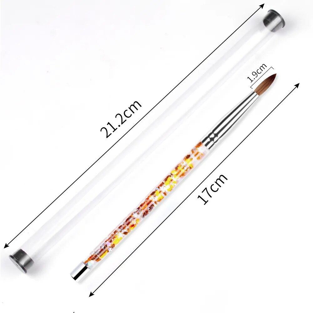 7 Sizes Glitter Handle Nail Art Brush for Acrylic Powder Nylon Manicure Acrylic Nails Round Nail Art Brush with Quicksand