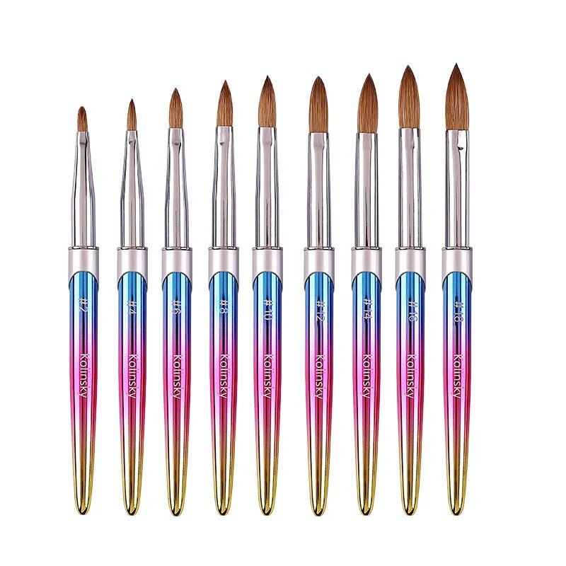 Acrylic Kolinsky Nail Brush 3D Pure Handmade Round Shape Nail Brushes Professional Nail Art Brush Manicure Nail Brushes Tools
