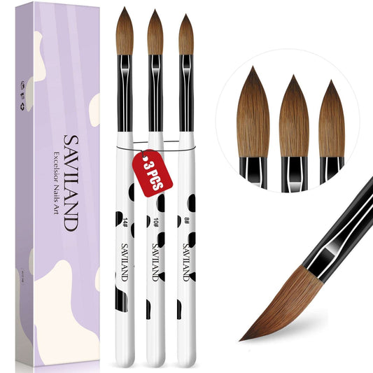 3PCS Acrylic Nail Brush Set: Size 8/10/14