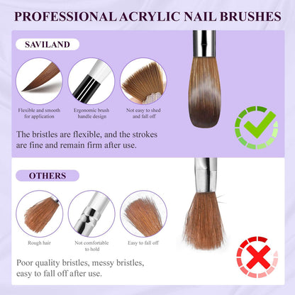 3PCS Acrylic Nail Brush Set: Size 8/10/14