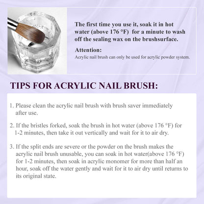 3PCS Acrylic Nail Brush Set: Size 8/10/14