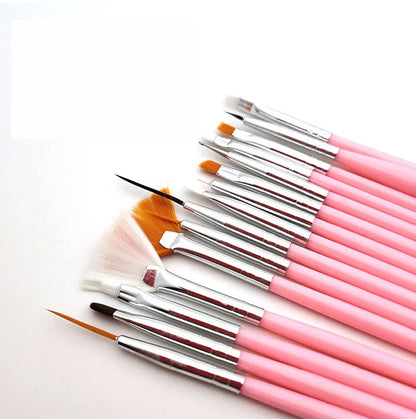 New 15pcs Nail Brush Painting Black Set Nail Pen Pink Art Tools Acrylic Drawing Pen For Manicure Professional Salon Design