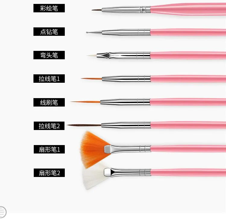 New 15pcs Nail Brush Painting Black Set Nail Pen Pink Art Tools Acrylic Drawing Pen For Manicure Professional Salon Design