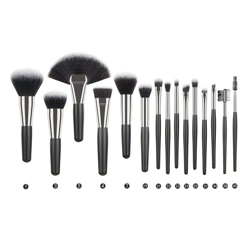 5-40pcs Luxury Black Professional Makeup Brush Set Big Powder Makeup Brushes Foundation Natural Blending pinceaux de maquillage