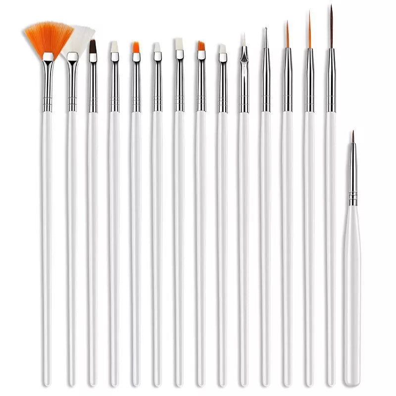 New 15pcs Nail Brush Painting Black Set Nail Pen Pink Art Tools Acrylic Drawing Pen For Manicure Professional Salon Design