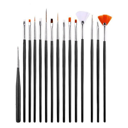 New 15pcs Nail Brush Painting Black Set Nail Pen Pink Art Tools Acrylic Drawing Pen For Manicure Professional Salon Design