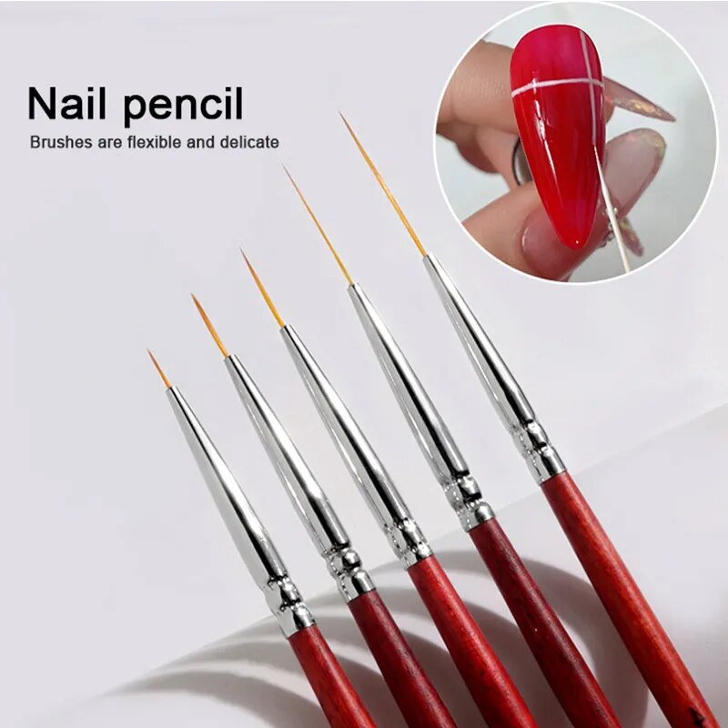 1Pcs French Stripe Nail Art Liner Brush Set 3D Tips Line Stripes DIY Drawing Pen UV Gel Brushes Painting Pen Manicure Tools