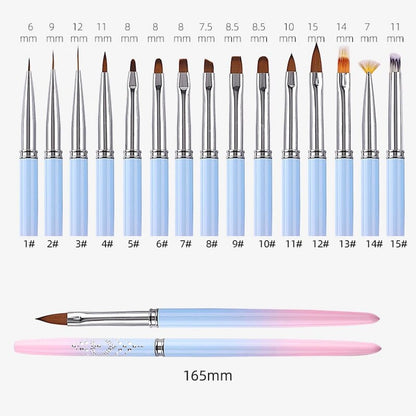 Nail Art Stripes Lines Brushes DIY Painting Flower Brush Powder Acrylic UV Gel Drawing Pen Dotting Tools Manicure Nail Brushes