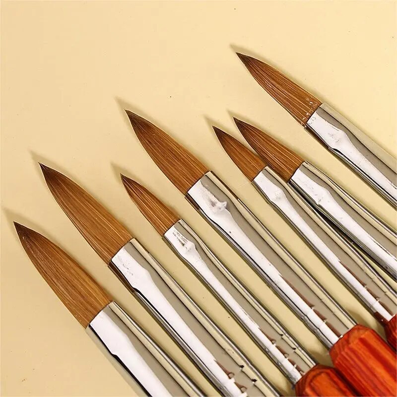 Acrylic Nail Brush Good Quality Nail Art Mink Brush Wood Handle Gel Builder Manicure Brush Drawing Tools Nail Salon