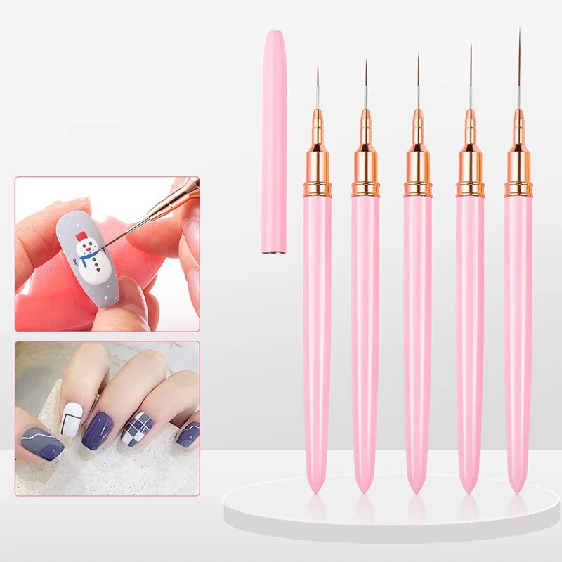 1Pcs French Stripe Nail Art Liner Brush 3D Tips Line Stripes DIY Drawing Pen UV Gel Brushes Painting Pen Manicure Tools