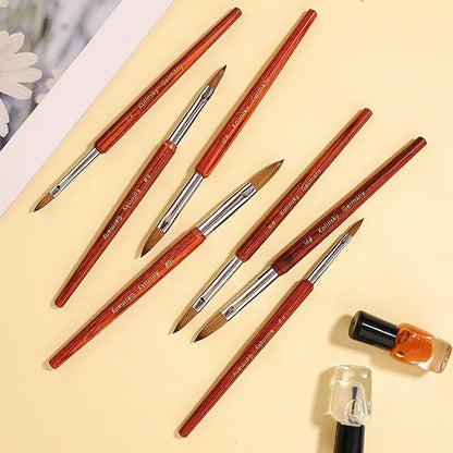 Acrylic Nail Brush Good Quality Nail Art Mink Brush Wood Handle Gel Builder Manicure Brush Drawing Tools Nail Salon