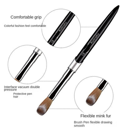 1PC Nail Acrylic Brush Kolinsky Sable Acrylic Brush UV Gel Carving Pen Brush Liquid Powder DIY Nail Drawing Nail Art Brushes