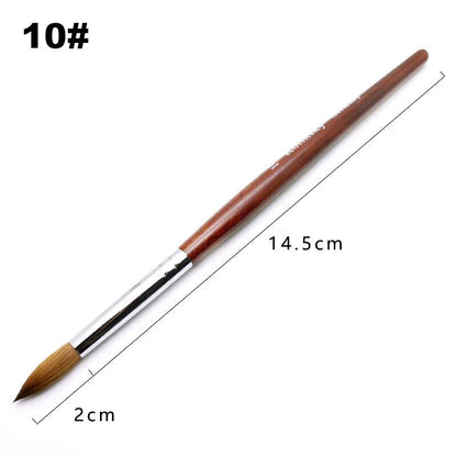 Kolinsky Acrylic Nail Art Brush Wood Handle Nail Art Mink Brush Gel Builder Nail Tools Manicure Brush Drawing Tools Size 8-24