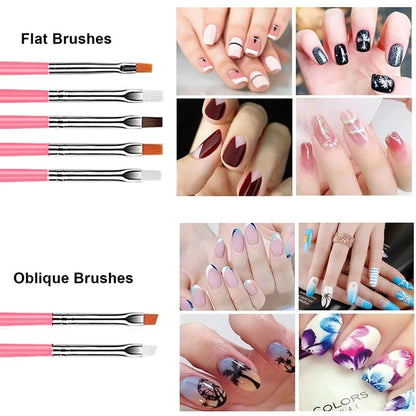 One Set Acrylic French Stripe Nail Art Liner Brush Tips Nail Professional Supplies Line Drawing Pen Gel Brushes Painting Tools