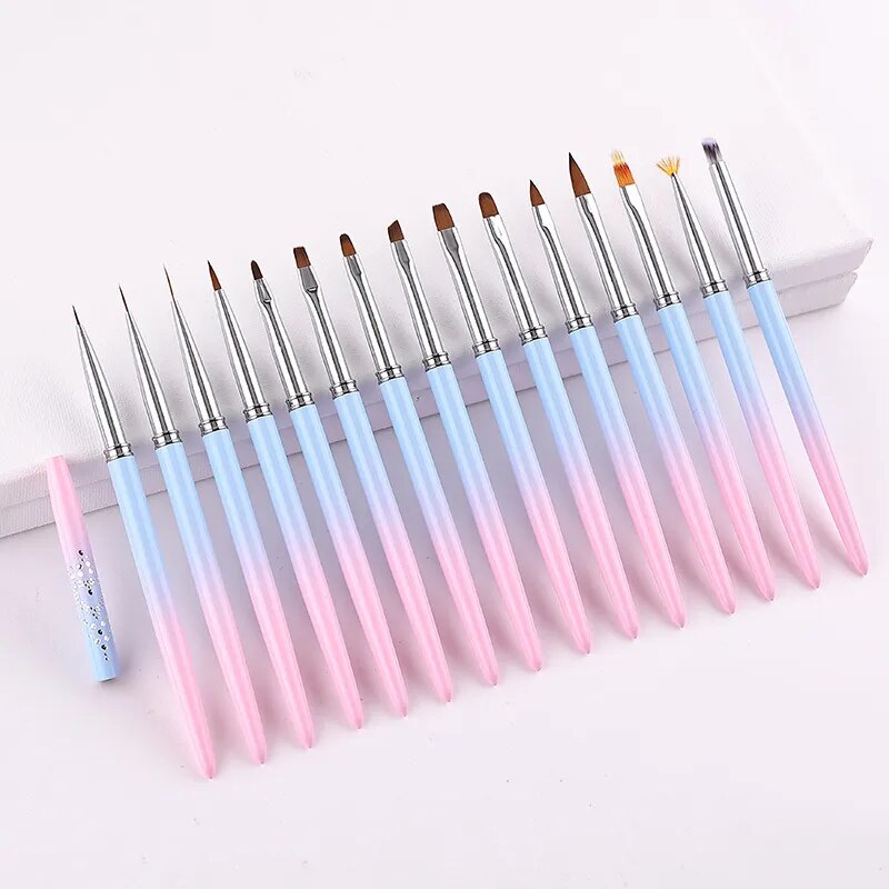 Nail Art Stripes Lines Brushes DIY Painting Flower Brush Powder Acrylic UV Gel Drawing Pen Dotting Tools Manicure Nail Brushes