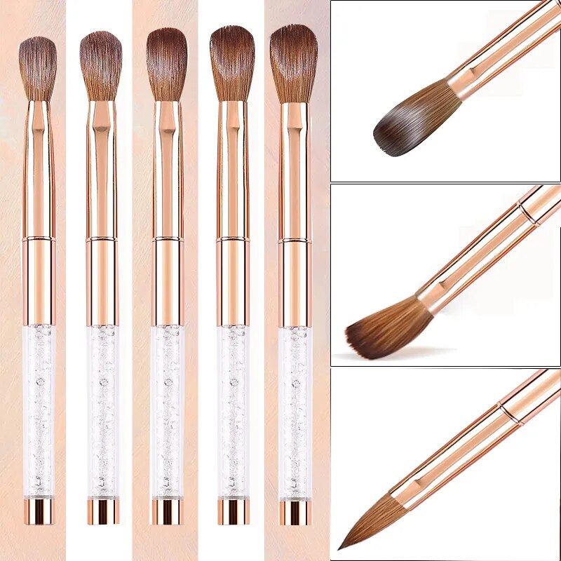 100% Kolinsky Acrylic Nail Brush Good Quality Nail Art Mink Brush Diamond Metal Handle Acrylic Powder Brush Nail Tech Supplies