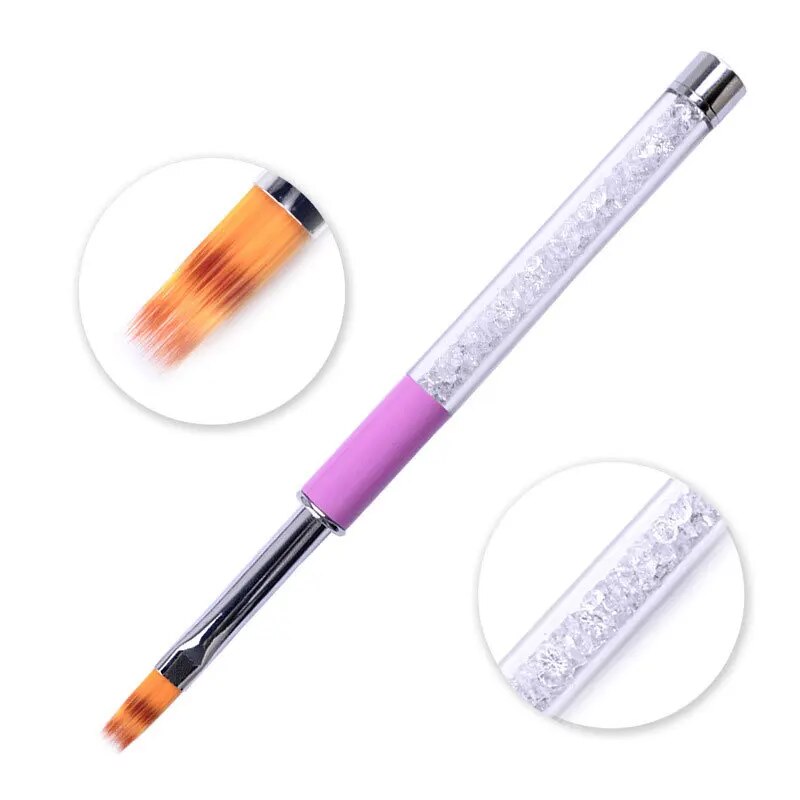 1pcs Ombre Brush For Nails Shadow Drawing UV Gel Nail Polish Gradient Painting Pen Rhinestone Handle Manicure Nail Art Tools