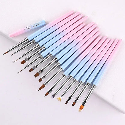 Nail Art Stripes Lines Brushes DIY Painting Flower Brush Powder Acrylic UV Gel Drawing Pen Dotting Tools Manicure Nail Brushes