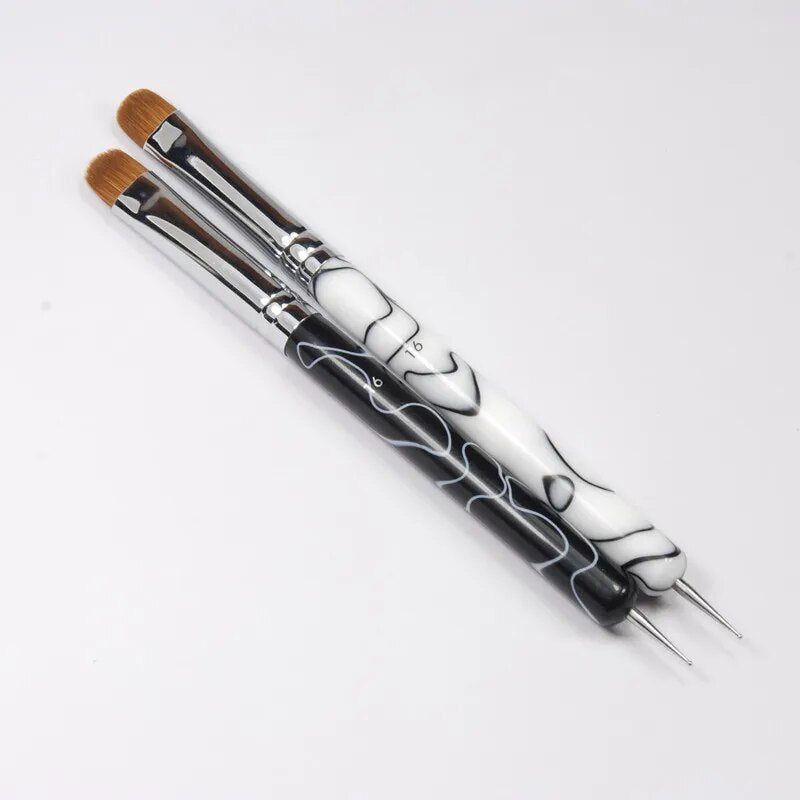 3pcs/Set Kolinsky Sable French Brushes Dual Head Nail Dotting Pen  Drawing Rhinestone Painting Tools DIY Manicure Accessories
