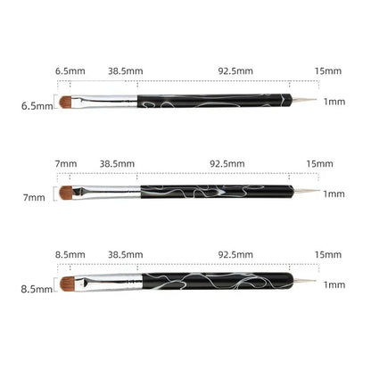 3pcs/Set Kolinsky Sable French Brushes Dual Head Nail Dotting Pen  Drawing Rhinestone Painting Tools DIY Manicure Accessories