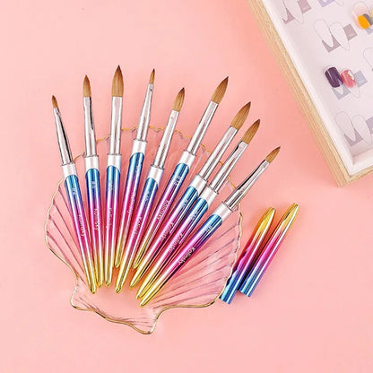 Acrylic Kolinsky Nail Brush 3D Pure Handmade Round Shape Nail Brushes Professional Nail Art Brush Manicure Nail Brushes Tools