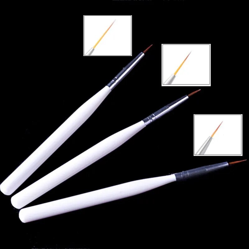 3Pcs Nail Art Liner Brushes French Stripe 3D Tips Line Stripes DIY Drawing Pen UV Gel Brushes Painting Manicure Nail Tool Sets