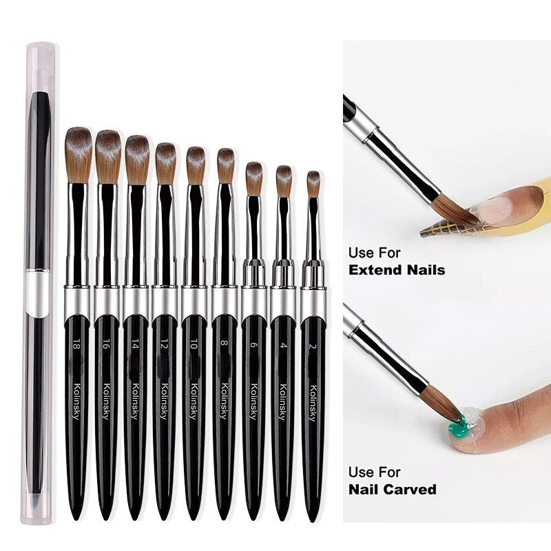 1PC Nail Acrylic Brush Kolinsky Sable Acrylic Brush UV Gel Carving Pen Brush Liquid Powder DIY Nail Drawing Nail Art Brushes