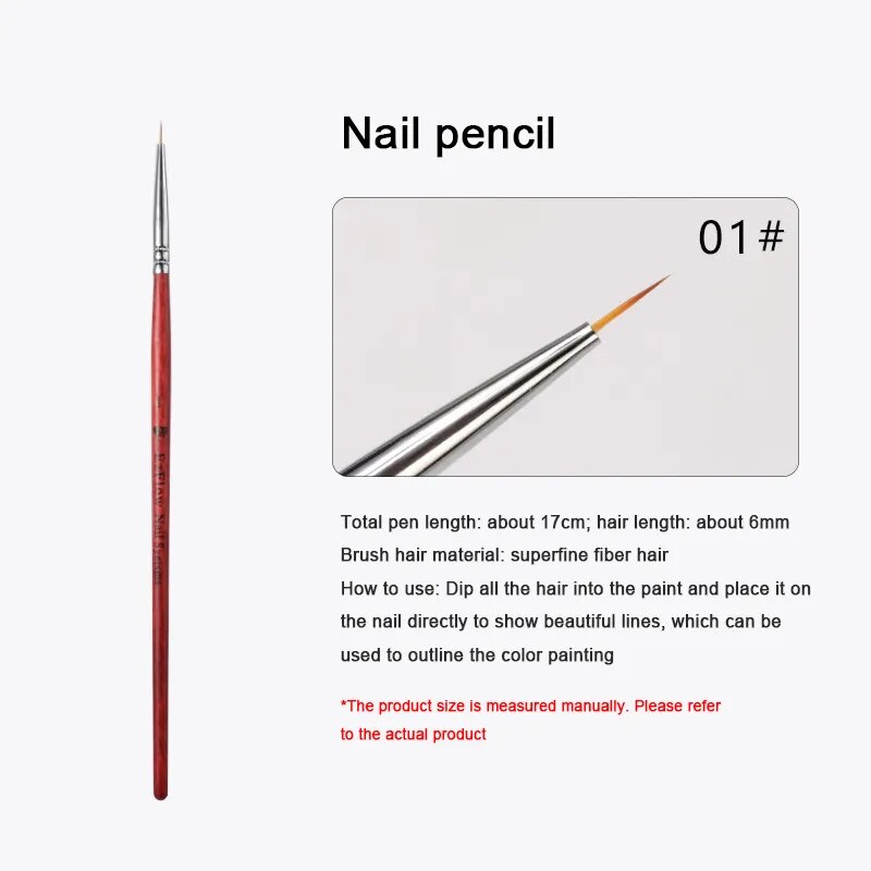 3pcs Acrylic French Stripe Nail Art Liner Brush Set 3D Tips Manicure Ultra- thin Line Drawing Pen UV Gel Brushes Painting Tools 