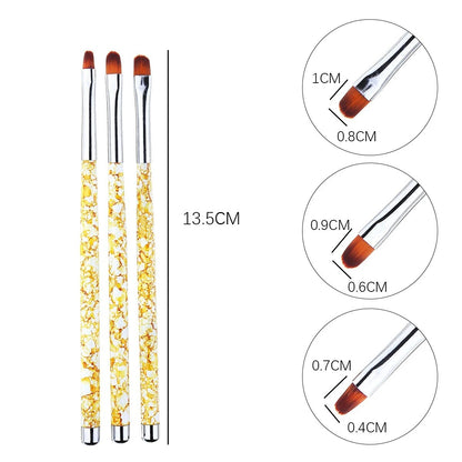 3pcs/set Nail Painting Pen Set Nail Art UV Gel Extension Builder Petal Flower Drawing Brush Manicure Tools Nail Brushes