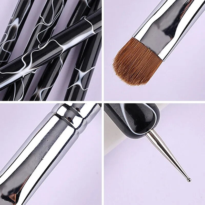 3pcs/Set Kolinsky Sable French Brushes Dual Head Nail Dotting Pen  Drawing Rhinestone Painting Tools DIY Manicure Accessories
