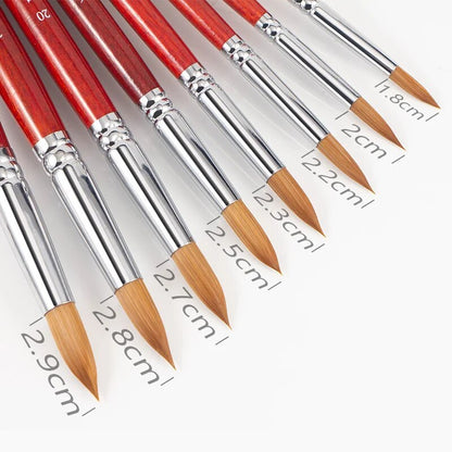 Kolinsky Acrylic Nail Art Brush Wood Handle Nail Art Mink Brush Gel Builder Nail Tools Manicure Brush Drawing Tools Size 8-24