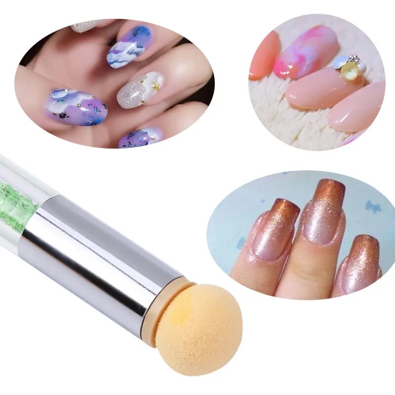 Round Sharp Head Sponge Heads Replacement Nail Art Gel Polish Color Gradient Brush Glitter Powder Dotting Manicure Tools