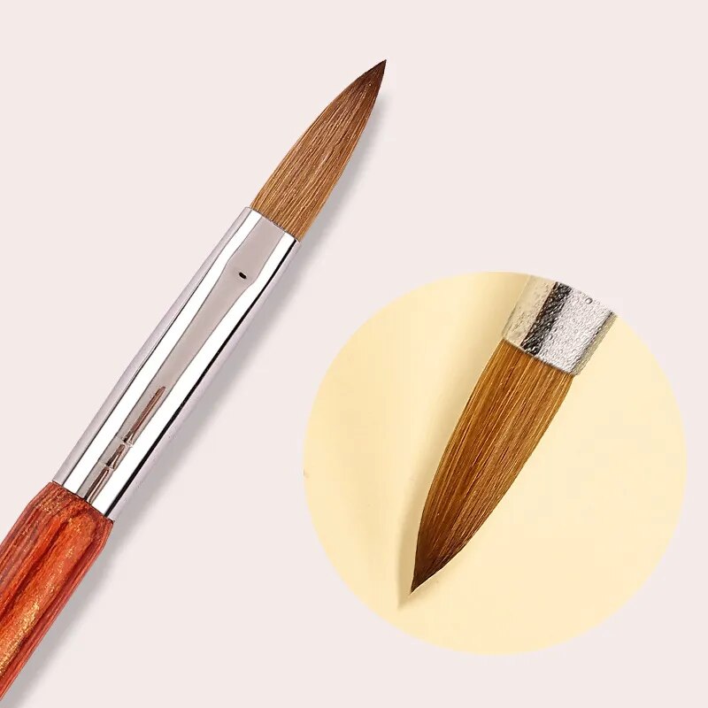 Acrylic Nail Brush Good Quality Nail Art Mink Brush Wood Handle Gel Builder Manicure Brush Drawing Tools Nail Salon