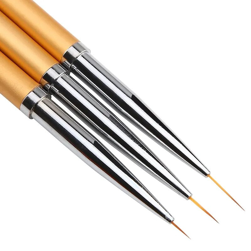 3Pcs French Stripe Nail Art Liner Brush Set 3D Tips Line Stripes DIY Drawing Pen UV Gel Brushes Painting Pen Manicure Tools