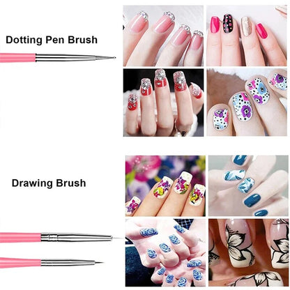 One Set Acrylic French Stripe Nail Art Liner Brush Tips Nail Professional Supplies Line Drawing Pen Gel Brushes Painting Tools